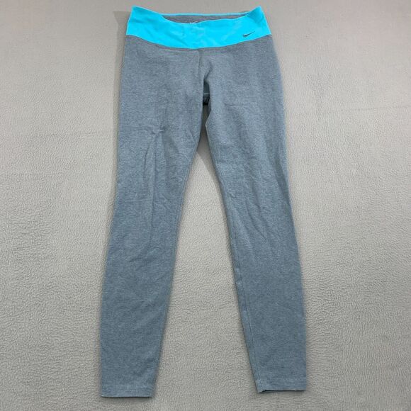 Nike Dri-Fit Pants Women's Medium Blue Yoga Fitness Workout Color Block - Picture 1 of 14